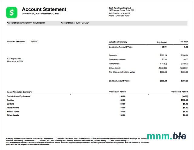 USA Capital One oświadczenie konto Word i PDF szablon, 2 strony